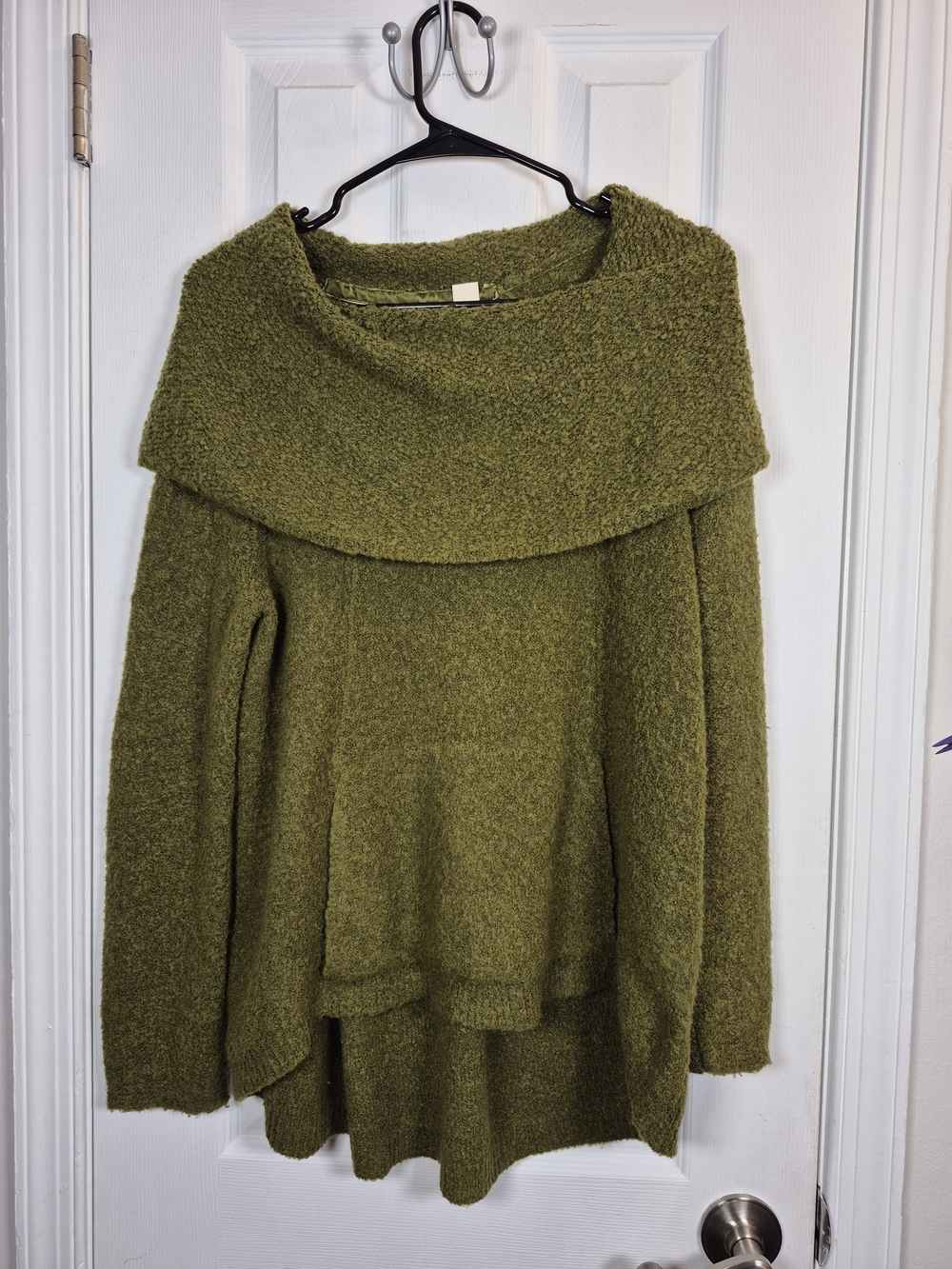 Angel of the North Anthropologie Cowl Neck Sweater Olive Off Shoulder XS